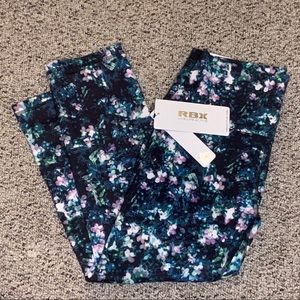 NWT RBX CAPRI LENGTH HIGH WAISTED FLORAL LEGGINGS
